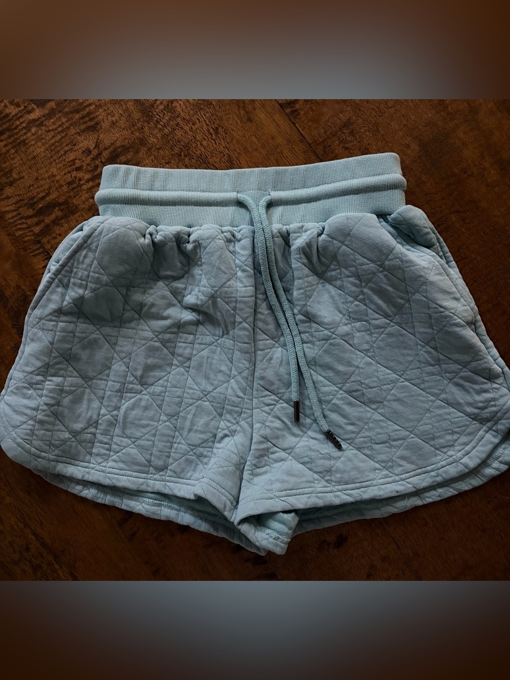 entro Sage Blue Quilted Athletic Shorts